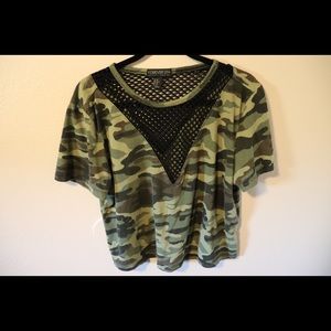 Forever 21 camo/mesh crop top